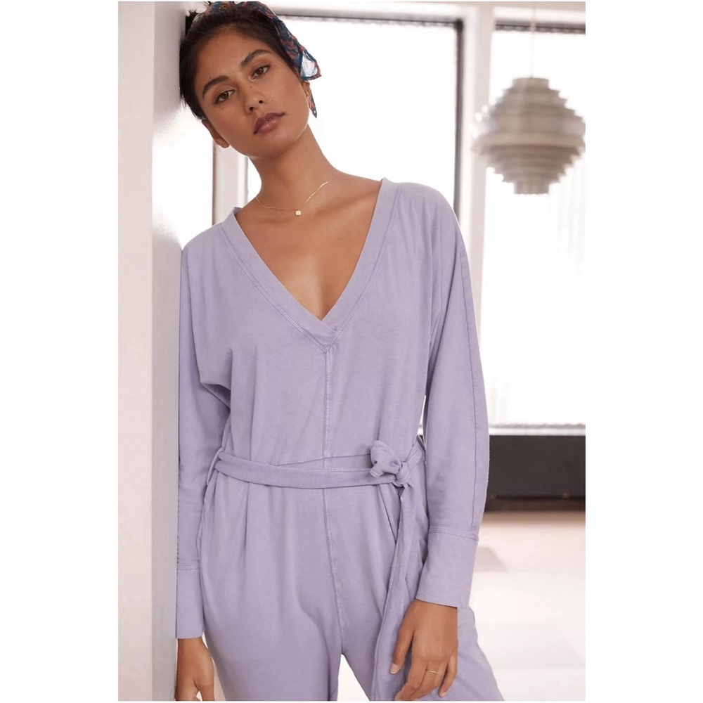 Anthropologie Comfy Knit Jumpsuit Lilac NWT SZ Medium - Picture 2 of 14
